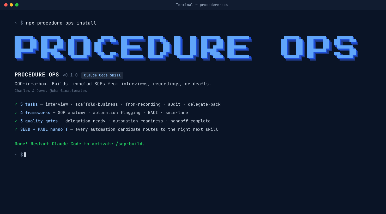 Procedure Ops: COO-in-a-Box for Claude Code